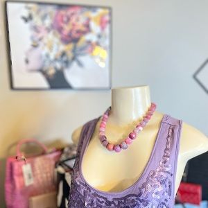 #11🎊GUC Vintage 925 Lucas Lameth purple/pink quartz agate necklace💜
